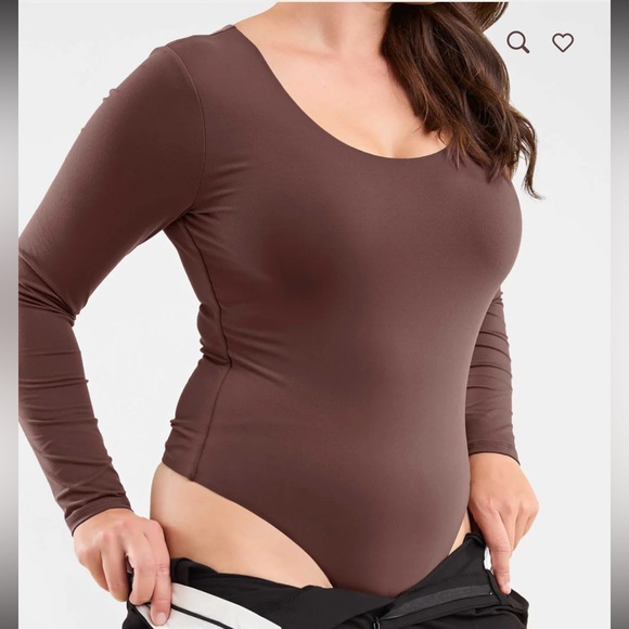 Nuuds Long Sleeve scoop neck Body suit coffee brown XXL NWOT - Picture 3 of 6
